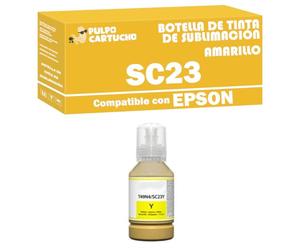 Pulpo Cartucho - Botella de Tinta de Sublimación SC23 Amarillo Compatible con Epson SC23Y / Ref. C13T49N400 - Valido para Impresoras SureColor SC-F100, SC-F500, SC-F501