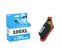 Pulpo Cartucho - Cartucho de Tinta 100XL Cyan Compatible con Lexmark 14N1069E/14N1093E/14N0900E/14N0920E - Valido para Impresoras Impact S305/Interpret S405/Genesis S815/Impact S301/Interact S605