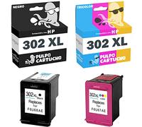 Pulpo Cartucho - Cartucho de Tinta 302 XL Pack 2 Compatible con HP 302 XL/Ref. F6U68AE / F6U67AE - Pack 2 - XL - Alta Capacidad - Valido para Impresoras Deskjet