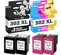 Pulpo Cartucho - Cartucho de Tinta 302 XL Pack 4 Compatible con HP 302 XL/Ref. F6U68AE / F6U67AE - Pack 4 - XL - Alta Capacidad - Valido para Impresoras Deskjet