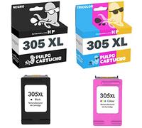 Pulpo Cartucho - Cartucho de Tinta 305 XL Pack 2 Compatible con HP 305 XL/Ref. 3YM62AE / 3YM63AE - Pack 2 - XL - Alta Capacidad - Valido para Impresoras DeskJet/DeskJet Plus/Envy/Envy Pro