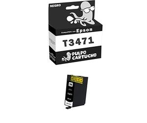 Pulpo Cartucho - Cartucho de Tinta 34XL Negro Compatible con Epson T3471 / T3461 / Ref. C13T34714010 / C13T34614010 - Valido para Impresoras Workforce Pro 3725DWF / Pro WF3720DW / Pro WF3720DWF