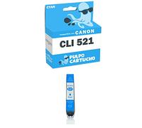 Pulpo Cartucho - Cartucho de Tinta CLI-521 Cyan Compatible con Canon CLI-521 / Ref. 2934B001 - Valido para Impresoras Pixma iP3600,4600,4700 / MP 540,550,560,620,630,640,980,990 / MX 860,870