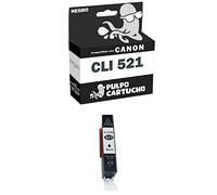 Pulpo Cartucho - Cartucho de Tinta CLI-521 Negro Compatible con Canon CLI-521 / Ref. 2933B001 - Valido para Impresoras Pixma iP3600,4600,4700 / MP 540,550,560,620,630,640,980,990 / MX 860,870