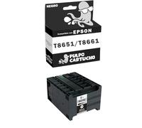 Pulpo Cartucho - Cartucho de Tinta Genérico T8651 / T8661 Negro Pigmentado Compatible con Epson T-8651 / T-8661 / Ref. C13T865140 / C13T866140 - para Impresoras Workforce Pro M5190DW, M5690DWF