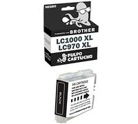 Pulpo Cartucho - Cartucho de Tinta LC-1000 XL/LC-970 XL Negro Compatible con Brother LC1000BKXL / Ref. LC1000 XL / LC970 XL - XL - Alta Capacidad - Valido para Impresoras DCP/MFC