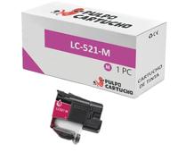 Pulpo Cartucho - Cartucho de Tinta LC-521 Magenta Compatible con Brother LC521C - Valido para Impresoras DCP-J1260W,/J1310DW/J1360DW/J1460DW