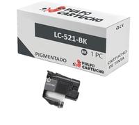 Pulpo Cartucho - Cartucho de Tinta LC-521 Negro Compatible con Brother LC521BK - Tinta Pigmentada - Valido para Impresoras DCP-J1260W/J1310DW/J1360DW/J1460DW