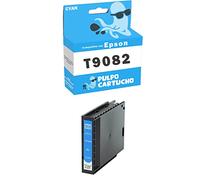 Pulpo Cartucho - Cartucho de Tinta Pigmentada T9082 Cyan Compatible con Epson/Ref. C13T908240 - Valido para Impresoras Workforce Pro WF-6090/6090DTWC/6090DW/6590/6590D2TWFC/6590DTWFC/6590DWF