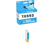 Pulpo Cartucho - Cartucho de Tinta T-0592 Cyan Compatible con Epson T0592 / Ref. C13T05924010 - Valido para Impresoras Stylus Photo R2400