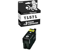 Pulpo Cartucho - Cartucho de Tinta T-1571 Negro Compatible con Epson T1571 / Ref. C13T15714010 - Valido para Impresoras Stylus Photo R3000