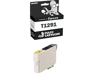 Pulpo Cartucho - Cartucho de Tinta T1291 Negro Compatible con Epson/Ref. C13T12914010 - Valido para Impresoras Stylus Office BX305F/305FW/320FW|SX230/235W/420W/425W|Workforce WF-3010DW/WF-3520DW