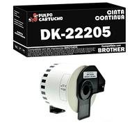 Pulpo Cartucho - Cinta Continua DK-22205 Tamaño 62 mm x 30,48 m. Color: Blanco compatible con Brother DK22205 - Valido para Impresoras Brother