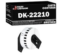 Pulpo Cartucho - Cinta Continua DK-22210 Tamaño 29 mm x 30,48 m. Color: Blanco compatible con Brother DK22210 - Valido para Impresoras Brother