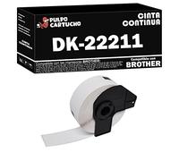Pulpo Cartucho - Cinta Continua DK-22211 Tamaño 29 mm x 15,24 m. Color: Blanco compatible con Brother DK22211 - Valido para Impresoras Brother