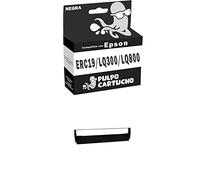 Pulpo Cartucho - Cinta Matricial ERC19/LQ300/LQ800 Negro Compatible con Epson ERC-19/LQ-300/LQ-800 / Ref. C13S015021/C13S015633 - Valido para Impresoras L1000 / LQ500 / X10 / 3000/3310 / 4000/5000