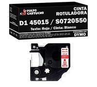 Pulpo Cartucho - Cinta Rotuladora D1 45015 Rojo/Blanco Compatible con Dymo D1 45015 / Ref. S0720550 - Ancho 12 mm x 7 m - Valido para Impresoras Labelmaker/Labelmanager/Labelpoint