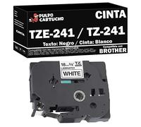 Pulpo Cartucho - Cinta TZE-241 / TZ-241 - Color: Texto: Negro/Cinta: Blanco - Ancho: 18mm x 8m Compatible con Brother TZE241 / TZ241 - Valido para Impresoras Brother