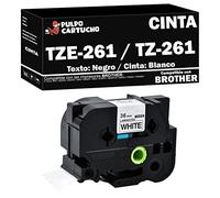 Pulpo Cartucho - Cinta TZE-261 / TZ-261 - Color: Texto: Negro/Cinta: Blanco - Ancho: 36mm x 8m Compatible con Brother TZE261 / TZ261 - Valido para Impresoras Brother