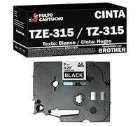 Pulpo Cartucho - Cinta TZE-315 / TZ-315 - Color: Texto: Blanco/Cinta: Negro - Ancho: 6mm x 8m Compatible con Brother TZE315 / TZ315 - Valido para Impresoras Brother