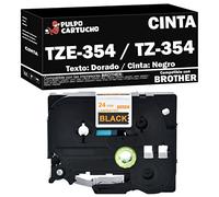 Pulpo Cartucho - Cinta TZE-354 / TZ-354 - Color: Texto: Dorado/Cinta: Negro - Ancho: 24mm x 8m Compatible con Brother TZE354 / TZ354 - Valido para Impresoras Brother