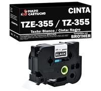 Pulpo Cartucho - Cinta TZE-355 / TZ-355 - Color: Texto: Blanco/Cinta: Negro - Ancho: 24mm x 8m Compatible con Brother TZE355 / TZ355 - Valido para Impresoras Brother