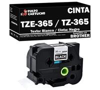 Pulpo Cartucho - Cinta TZE-365 / TZ-365 - Color: Texto: Blanco/Cinta: Negro - Ancho: 36mm x 8m Compatible con Brother TZE365 / TZ365 - Valido para Impresoras Brother