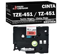 Pulpo Cartucho - Cinta TZE-451 / TZ-451 - Color: Texto: Negro/Cinta: Rojo - Ancho: 24mm x 8m Compatible con Brother TZE451 / TZ451 - Valido para Impresoras Brother