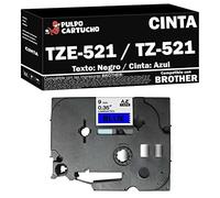 Pulpo Cartucho - Cinta TZE-521 / TZ-521 - Color: Texto: Negro/Cinta: Azul - Ancho: 9mm x 8m Compatible con Brother TZE521 / TZ521 - Valido para Impresoras Brother