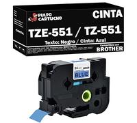 Pulpo Cartucho - Cinta TZE-551 / TZ-551 - Color: Texto: Negro/Cinta: Azul - Ancho: 24mm x 8m Compatible con Brother TZE551 / TZ551 - Valido para Impresoras Brother