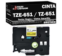 Pulpo Cartucho - Cinta TZE-651 / TZ-651 - Color: Texto: Negro/Cinta: Amarillo - Ancho: 24mm x 8m Compatible con Brother TZE651 / TZ651 - Valido para Impresoras Brother