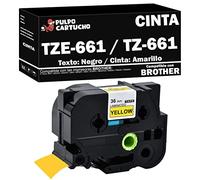 Pulpo Cartucho - Cinta TZE-661 / TZ-661 - Color: Texto: Negro/Cinta: Amarillo - Ancho: 36mm x 8m Compatible con Brother TZE661 / TZ661 - Valido para Impresoras Brother