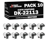 Pulpo Cartucho - Pack 10 Rollos Cinta Continua DK22113 Compatible con Brother DK-22113 - Cinta Continua para Etiquetas personalizadas 62 mm - Para Impresoras P-Touch QL