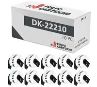 Pulpo Cartucho - Pack 10 Rollos Cinta Continua DK22210 Compatible con Brother DK-22210 - Cinta Continua para Etiquetas personalizadas 29 mm - Para Impresoras P-Touch QL