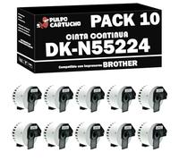 Pulpo Cartucho - Pack 10 Rollos Cinta Continua DKN55224 Compatible con Brother DK-N55224 - Etiquetas No Adhesivas 54 mm - Para Impresoras P-Touch QL