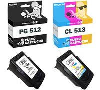 Pulpo Cartucho - Pack 2 Cartuchos de Tinta PG 512 / CL 513 Compatible con Canon PG-512 / CL-513 / Ref. 2971B001 / 2969B001 - (1 Cartucho Negro y 1 Color) - Valido para Impresoras Pixma IP/MP/MX