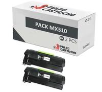 Pulpo Cartucho - Pack 2 Toner Genérico MX310, MX410, MX510, MX511, MX611 Negro Compatible con Lexmark 60F2H00, 602H - para MX310DN, MX410DE, MX510DE, MX511DE, MX511DHE, MX511DTE, MX610DE, MX611DE
