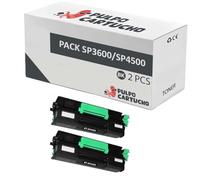 Pulpo Cartucho - Pack 2 Toner Genérico SP3600, SP3610, SP4500, SP4510, SP4520, MP401SPF Negro Compatible con Ricoh SP4500HE, SP4500LE, SP4500E, 407318, 407319, 407323, 407340 - para Impresoras Aficio