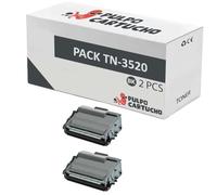 Pulpo Cartucho - Pack 2 Toner Genérico TN3520 Negro Compatible con Brother TN-3520 - para Impresoras HL-L6400, HL-L6400DW, HL-L6400DWT, HL-L6400DWTT, HL-L6450DW, MFC-L6900, MFC-L6900DW, MFC-L6900DWT