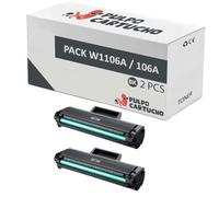 Pulpo Cartucho - Pack 2 Toner Genérico W1106A Negro Compatible con HP 106A / W1106 - Valido para Impresoras Laser 107A, 107R, 107W, MFP 135AG, 135WG, 137FNW, 137FW, 138FNW, 138FW, 138P, 138PN, 138PNW