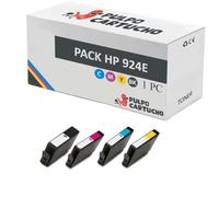 Pulpo Cartucho - Pack 4 Cartuchos de Tinta Genérico 924 Compatibles con HP 924e / 6C3Z1NE - Valido para Impresoras Officejet Pro 8122e, 8124e, 8125e, 8132e, 8134e, 8135e