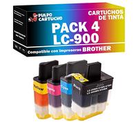Pulpo Cartucho - Pack 4 Cartuchos de Tinta LC-900 CMYK Compatible con Brother/Ref. LC900 - Pack 4 - Valido para Impresoras DCP/MFC