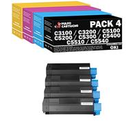 Pulpo Cartucho - Pack 4 Toner C3100 / C3200 / C5100 / C5200 / C5300 / C5400 / C5510 / C5540 Compatible con Oki 42804516/42804515 / 42804514/42804513 - Valido para Impresoras Oki