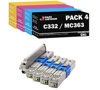 Pulpo Cartucho - Pack 4 Toner C332 / MC363 compatible con OKI 46508712, 46508716, 46508711, 46508715, 46508710, 46508714, 46508709, 46508713 -Valido para OKI C332DN, C332DNW, MC363DN, MC363N, MC363DNW