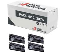 Pulpo Cartucho - Pack 4 Toner Genérico CF287A Negro Compatible con HP 87A / CF287 - Valido para Impresoras Laserjet Enterprise Flow M527, M506, Laserjet Managed M506, Laserjet Pro M501
