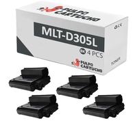 Pulpo Cartucho - Pack 4 Toner Genérico ML-3750, ML-3753, MLT-D305L Negro Compatible con Samsung SV048A - Valido para Impresoras ML3750N, ML3750ND, ML3753ND
