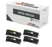 Pulpo Cartucho - Pack 4 Toner Genérico MX310, MX410, MX510, MX511, MX611 Negro Compatible con Lexmark 60F2H00, 602H - para MX310DN, MX410DE, MX510DE, MX511DE, MX511DHE, MX511DTE, MX610DE, MX611DE