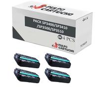 Pulpo Cartucho - Pack 4 Toner Genérico SP3400 / SP3410 / SP3500 / SP3510 Negro Compatible con Ricoh 406522/406990 / SP3500HEBK - Valido para Impresoras Aficio SP-3400, SP-3410, SP-3500, SP-3510