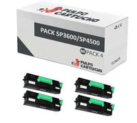 Pulpo Cartucho - Pack 4 Toner Genérico SP3600, SP3610, SP4500, SP4510, SP4520, MP401SPF Negro Compatible con Ricoh SP4500HE, SP4500LE, SP4500E, 407318, 407319, 407323, 407340 - para Impresoras Aficio