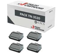 Pulpo Cartucho - Pack 4 Toner Genérico TN3520 Negro Compatible con Brother TN-3520 - para Impresoras HL-L6400, HL-L6400DW, HL-L6400DWT, HL-L6400DWTT, HL-L6450DW, MFC-L6900, MFC-L6900DW, MFC-L6900DWT